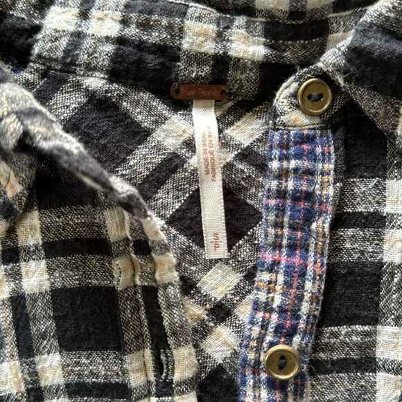 FREE PEOPLE | Catch Up With Me Plaid Shirt in Black Combo Size Small - Picture 12 of 12